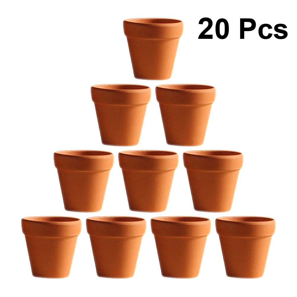 

20pcs Red Pottery Flower Pot Terracotta Pot with Hole Pottery Clay Planters for Cacti and Succulent Plants (3 x 3cm)