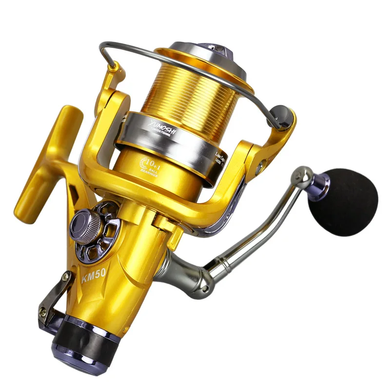 Double Drag Fishing Spinning Reel Tackles Ball Bearings Front and Rear Brake Rocker Arm Fishing Reel 10+1BB 15KG Drag