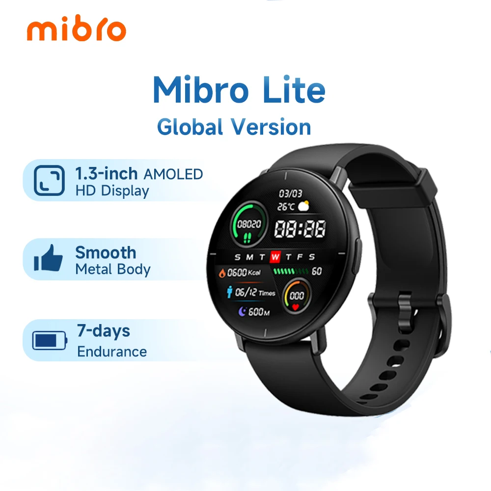 

Mibro Lite Smartwatch 1.3 Inch Amoled Screen Support Multi-language Ultra-thin Body Smart Watch Men's Watches For Xiaomi Phone