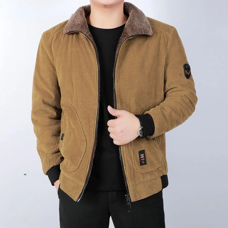2022 Winter Men Cotton Padded Warm Loose Parka Coat Casual Jackets Corduroy Short Male Jacket Man Solid Windbreaker Zip Clothing
