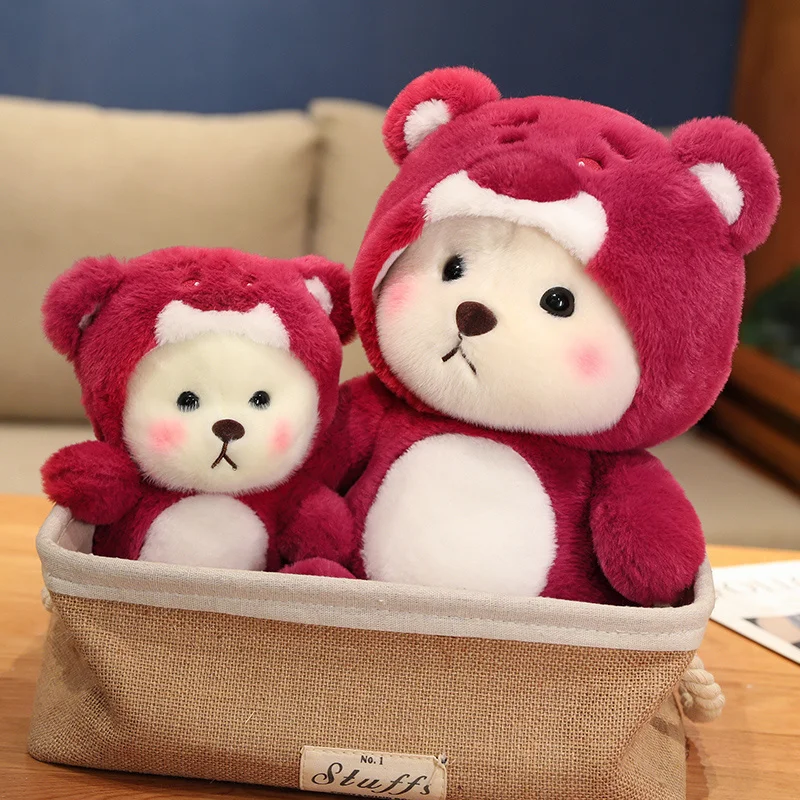 

Bear toys26/35/45/60cmNew Creative Transformation Strawberry Lina Bear Doll Kawaii Bear Plush Toy Mini Teddy Bear Exquisite Doll