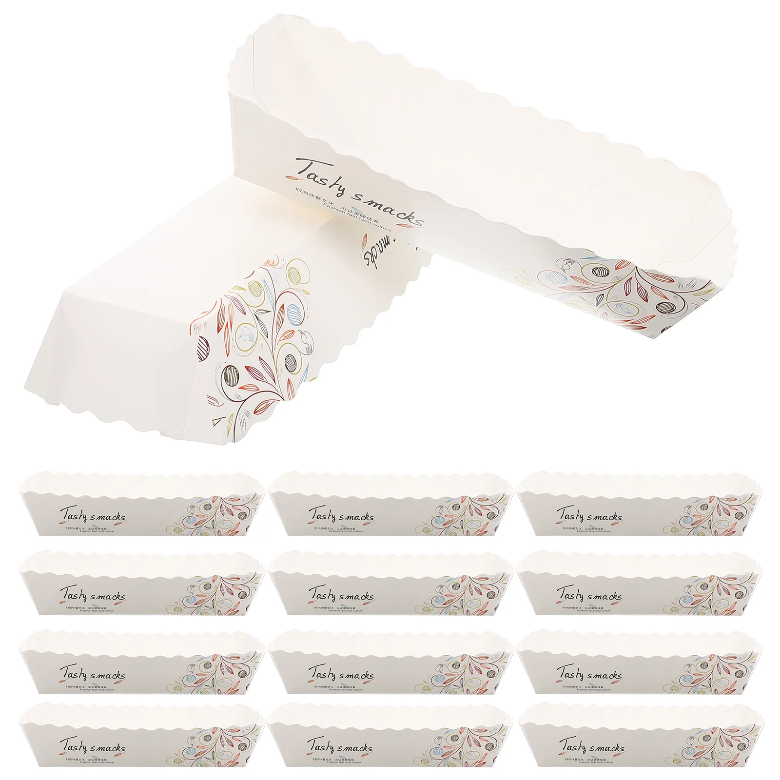 

200 Pcs Snack Tray Sushi Boat Plate Paper Container Frying Food Containers White Cardboard Chicken Holders Takeout Fried Case