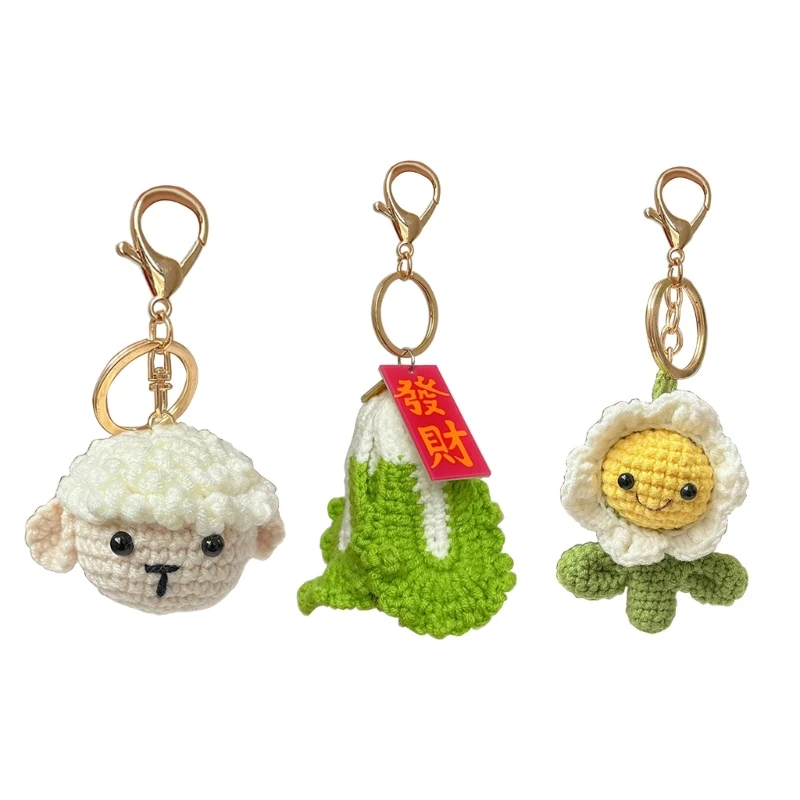 

Q0KB Knitting KeyChain Crochet Cartoon Ornament Car Keyring Shoulder Bag Decoration