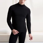 Новое поступление 2022, осенне-зимнее мужское термобелье, комплект, однотонный теплый пуловер и брюки, белье, 2 шт.компл.