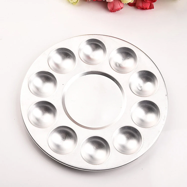 

10-hole aluminium circular palette watercolor palette Artistic Supplies Painting companion 1pcs