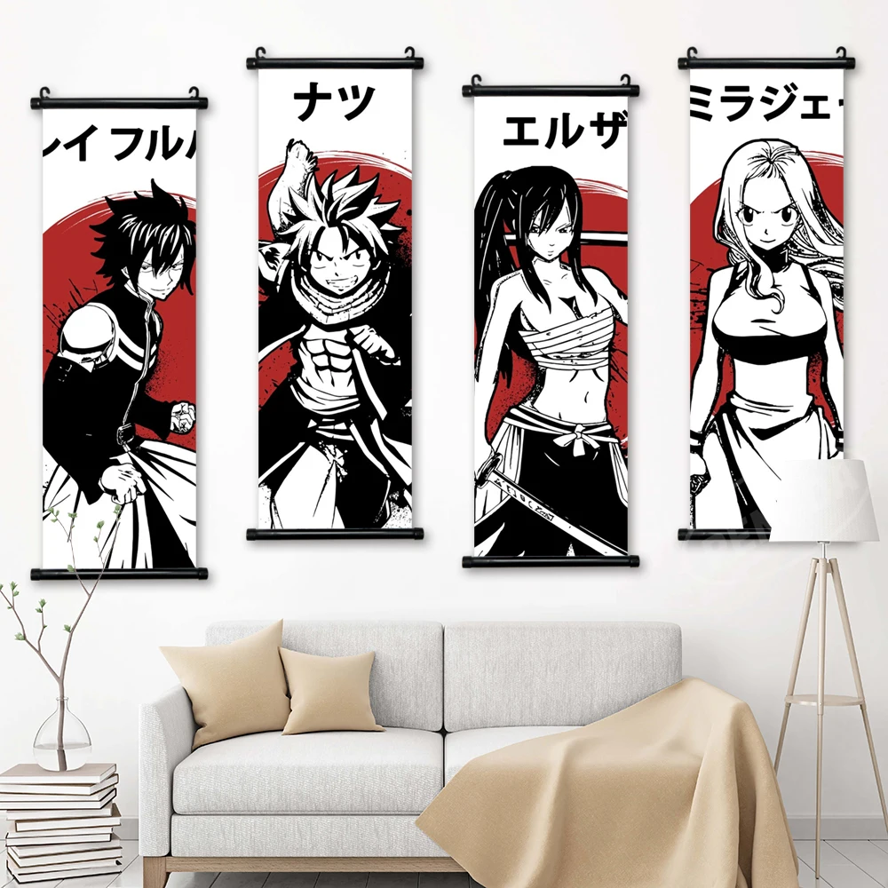 

Wall Art Anime Fairy Tail Canvas Pictures Modern Painting Gray Fullbuster Print Poster Erza Scarlet Hanging Scrolls Home Decor
