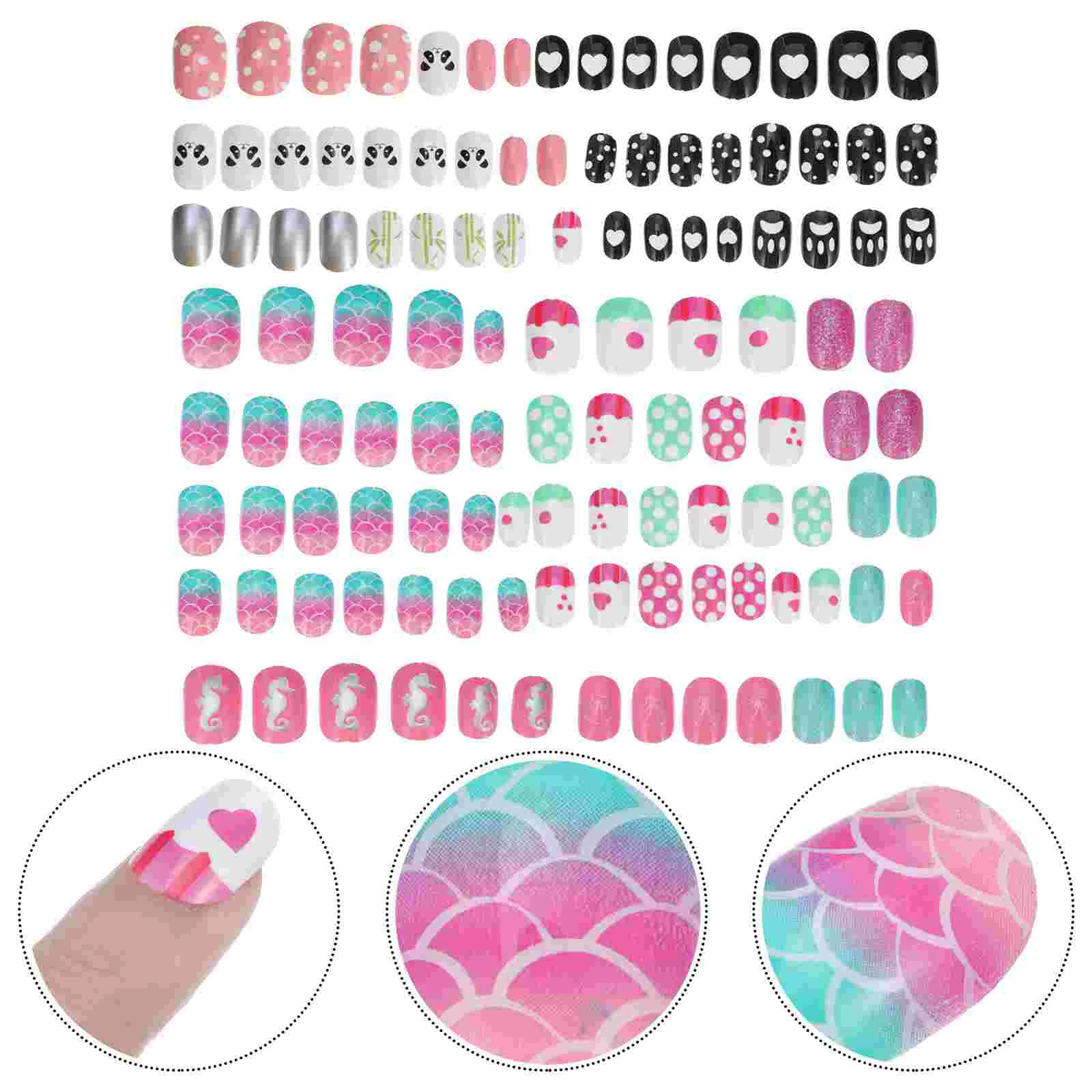 

Nail False Nails Fake Kids Artificial Short Tips Children Tip Cover Full Girlspress Fingernails Fingernailkits Cute Glue Pre