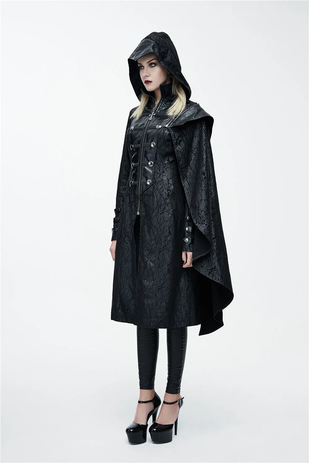 Черная длинная куртка в стиле панк на молнии для женщин сексуальная женская