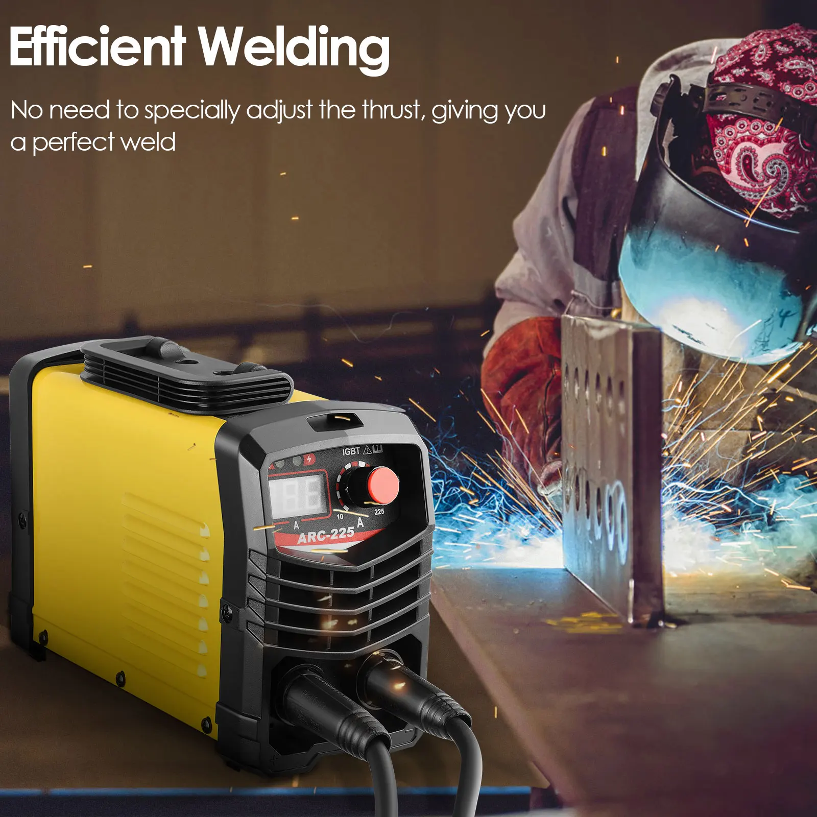 ARC 120A AC/DC Electric Welding Machine IGBT Welder Inverter LCD Portable Welder with Electrode Holder Grounding Clip Mask