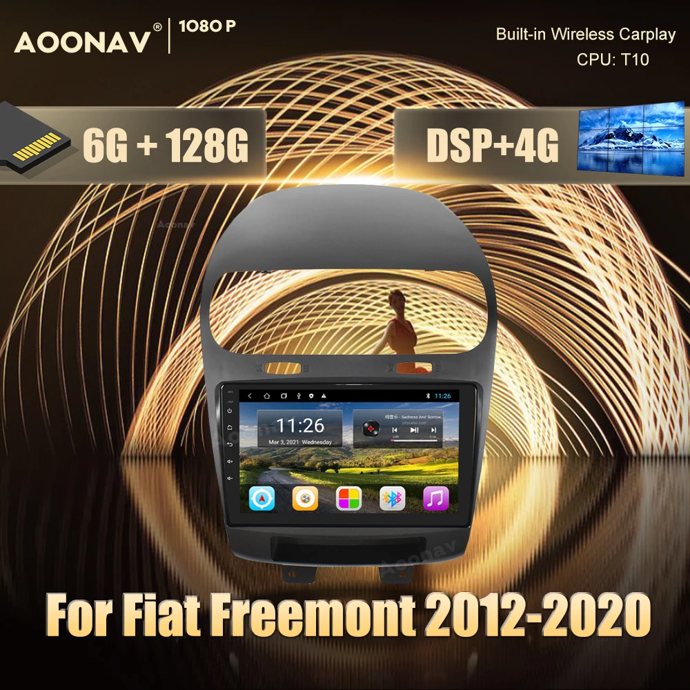 Автомагнитола на Android 128 ГБ 1din GPS для Fiat Freemont 2012-2020 автомобильный мультимедийный