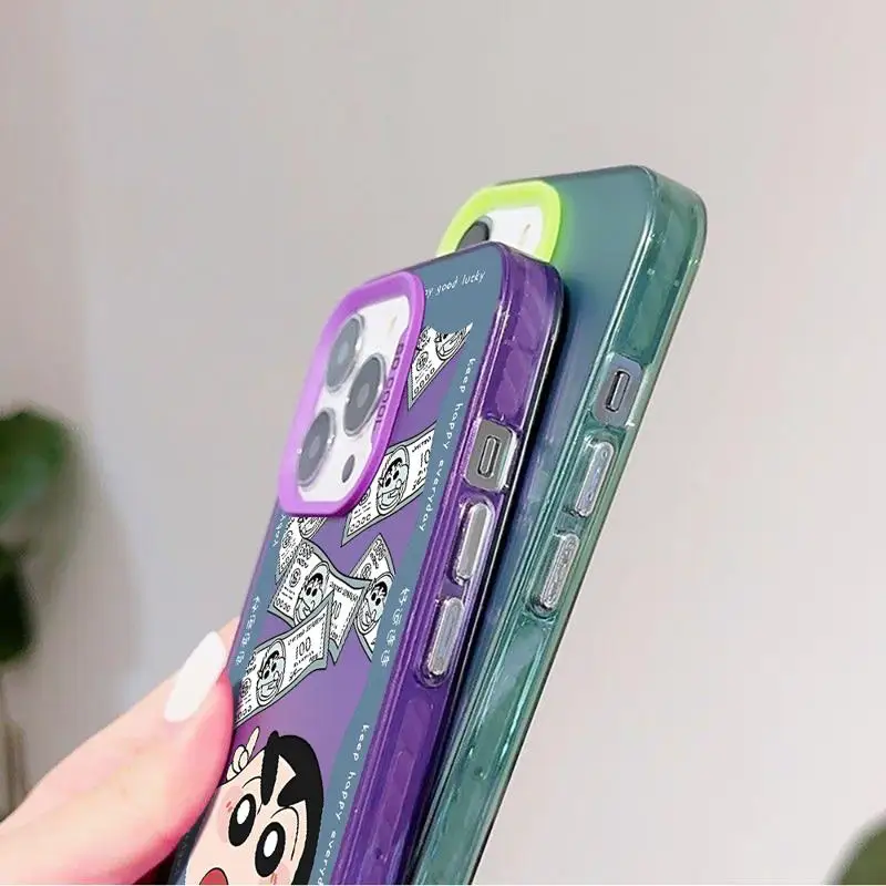 Чехол для телефона iPhone 15 Pro Max 14 13 12 11 XS X XR Plus силиконовый мягкий чехол C-Crayon S-ShinChan