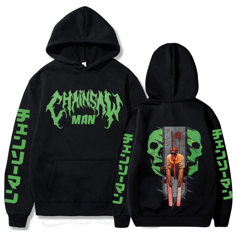 Japan Anime Chainsaw Man Hoodies Gothic Cartoon Denji Print Chainsaw Man Women  Sweatshirts Clothes Streetwear Long Sleeve