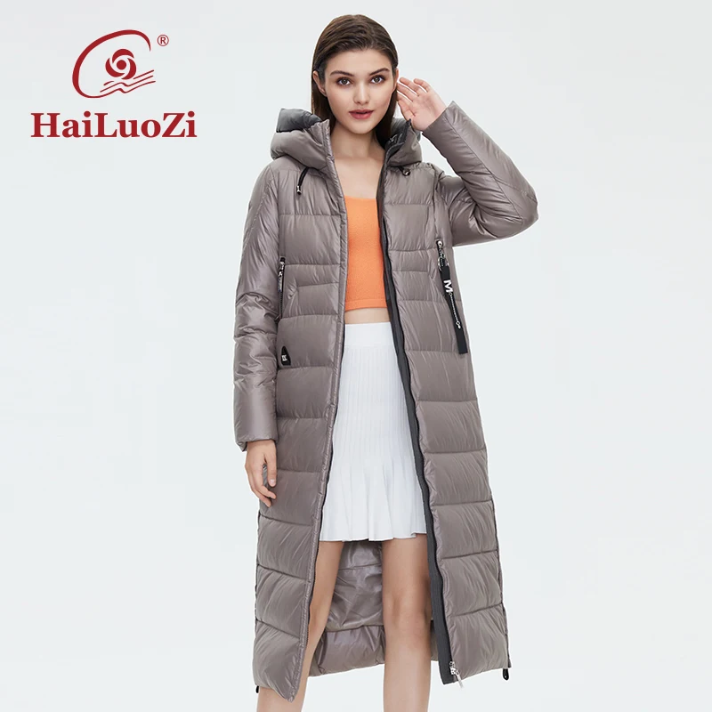 

HaiLuoZi Women's Winter Coat Lengthened Style Women Thick Jacket Hooded Fashion Unique Design High-quality Cotton Parker 6022
