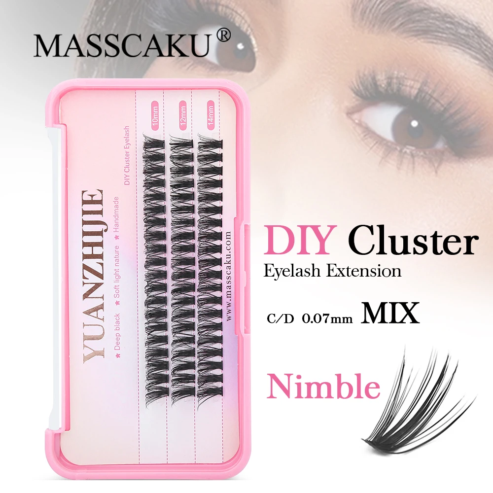 

YUANZHIJIE Segmented 100% Handemade Fake Eyelashes 10/12/14mm C D maquillaje Wispy Cosmetic Individual Lashes Sino-Supplier