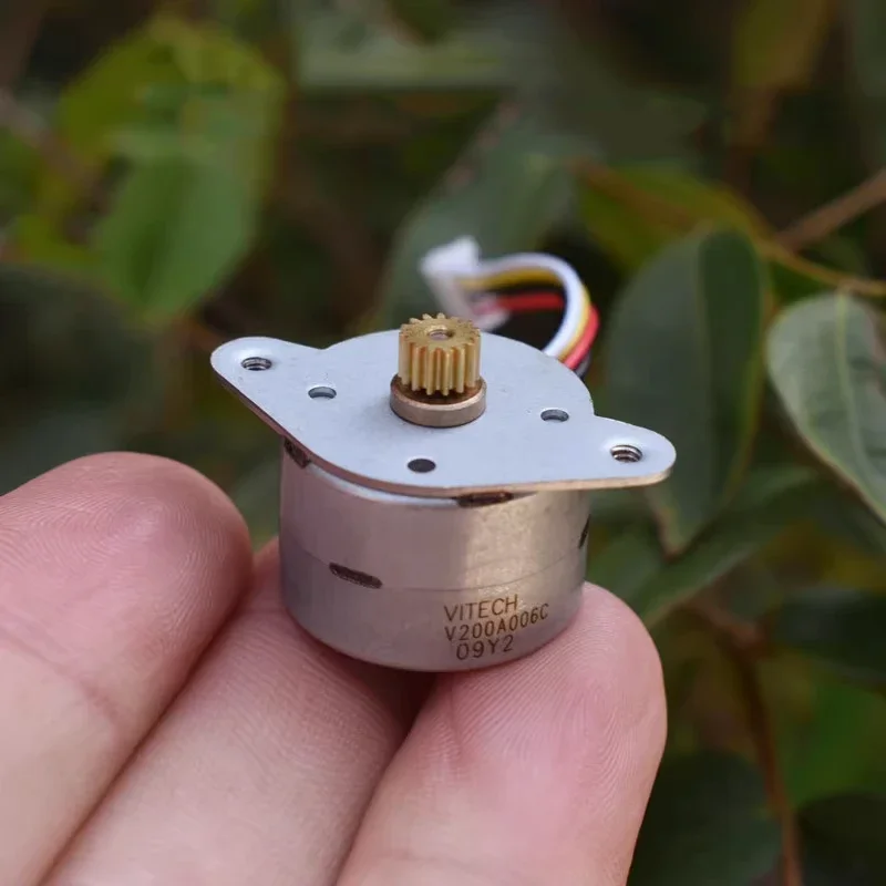 

VITECH 20BY Mini 20mm Round Stepper Motor Micro 2-Phase 4-Wire Stepping Motor 15 Degree 15 Teeth Copper Gear DIY Printer