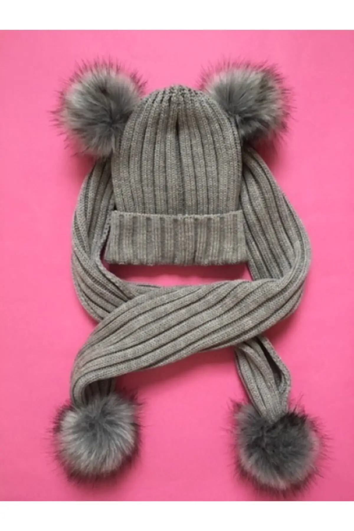 

Комплект из шарфа, шапки и перчаток, детский шарф и берет с помпоном