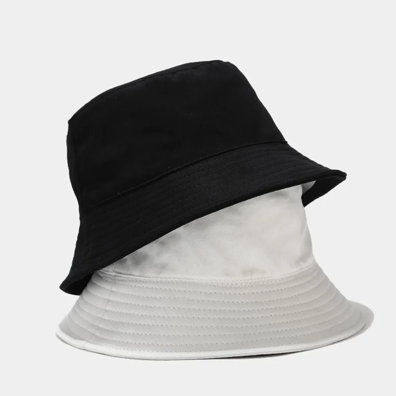 

Plus Size 60CM Men's Women's Solid Bucket Hat Summer Autumn Winter Black White Sun Protection Fisherman Cap