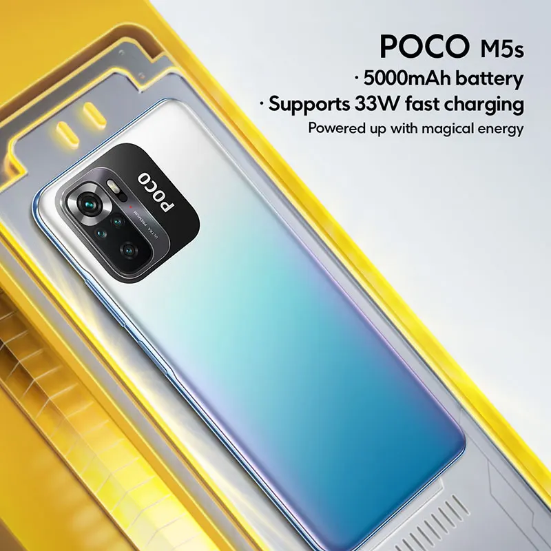 Ceny Poco M5s 4GB 64GB 6GB 128GB Wersja Globalna Telefon Komórkowy | Wyświetlacz AMOLED | 64MP Kamera | Oryginalny Nowy | 33W ładowarka EU | NFC