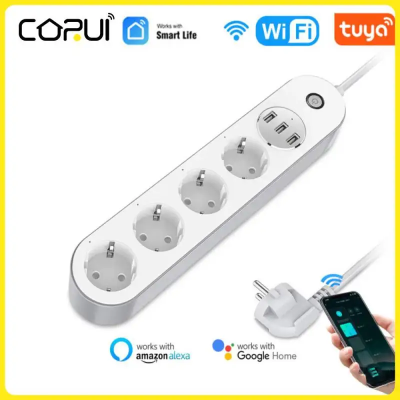 

CoRui Wifi Smart Power Strip 4 EU Outlets Plug With 3 USB Charging Port Timing App Voice Control SmartHome Alexa Google Home