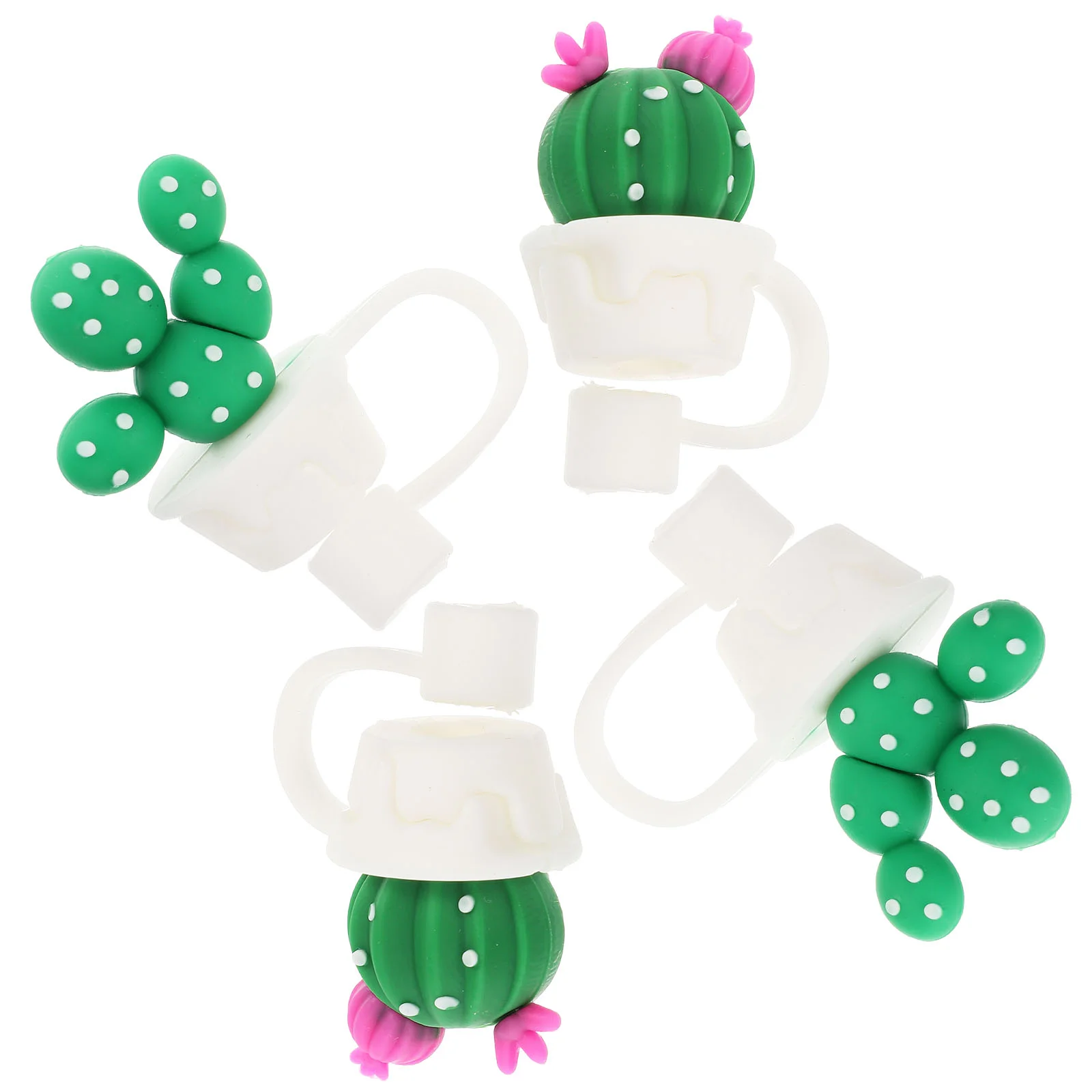 

4 Pcs Cactus Straw Plugs Silicone Topper Cap Tips Protector End Protectors Segue Reusable Drinking Lid Pvc Supplies