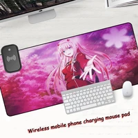 anime zero two darling in the franxx wireless charging mousepad mouse pads keyboards accessories laptop gamer pink gaming mat