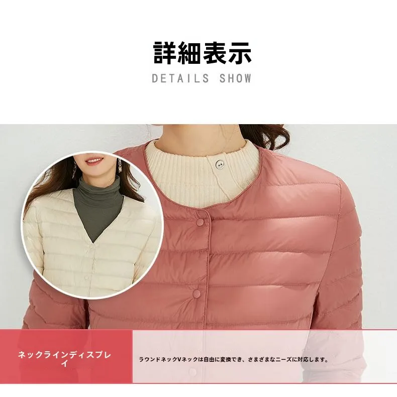 Tang Shi up Desso New Lightweight Down jacket Women Liner round Neck Warm Autumn and Winter Slim fit Plus size Outerwear