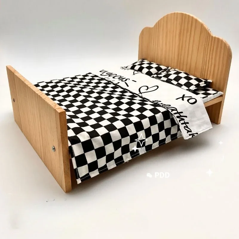 Мини кукла из массива дерева маленькая кровать 34 см двойная одиночная BJD6 дюймов