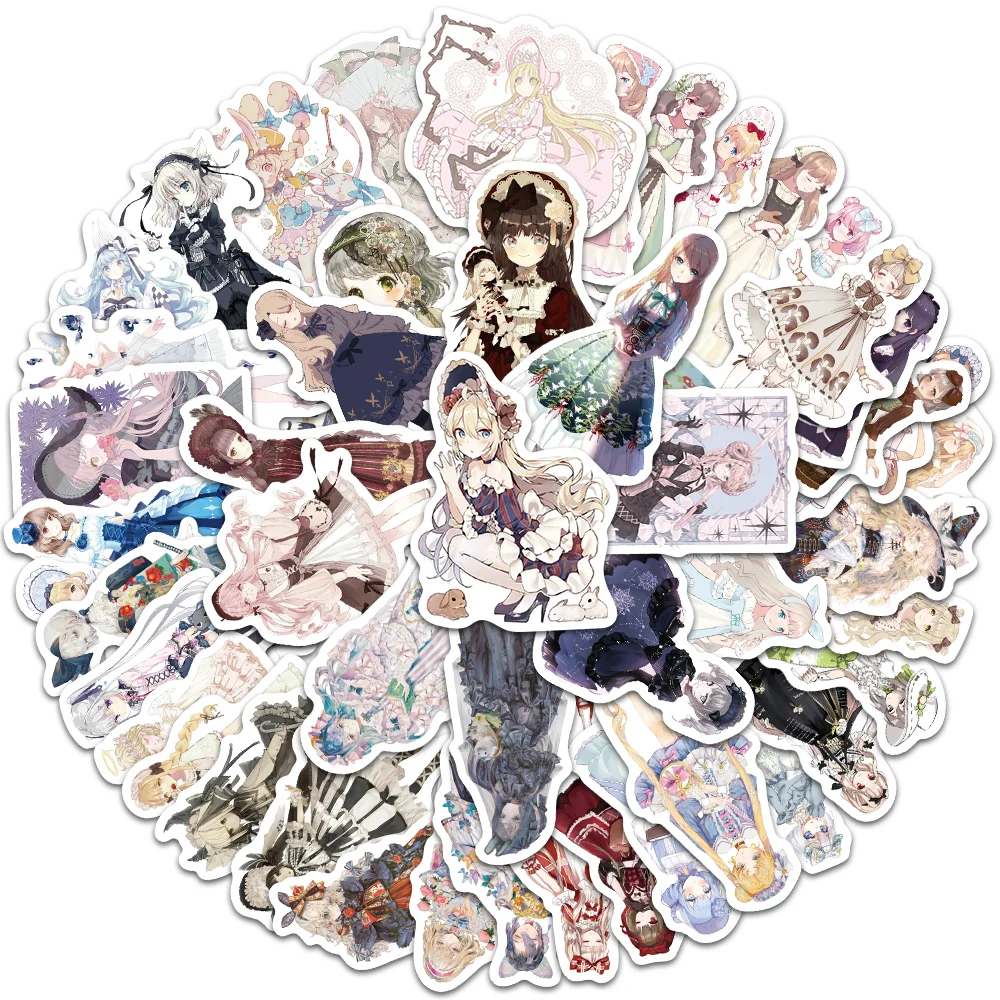 

10/50pcs Cute Cartoon Anime Girls Lolita Stickers Graffiti For Luggage Phone Guitar Diary DIY Vinyl Waterproof Bicycle Decals