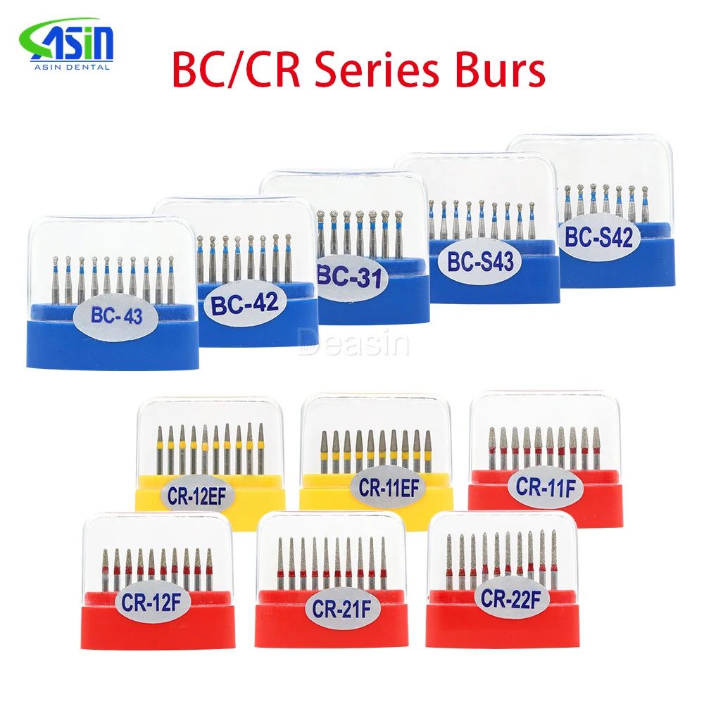 

BC CR Series 10pcs/box Dental Diamond Burs 1.6mm for High Speed Handpiece Super Coarse Diamond Dentist Grinding Tool Grinder