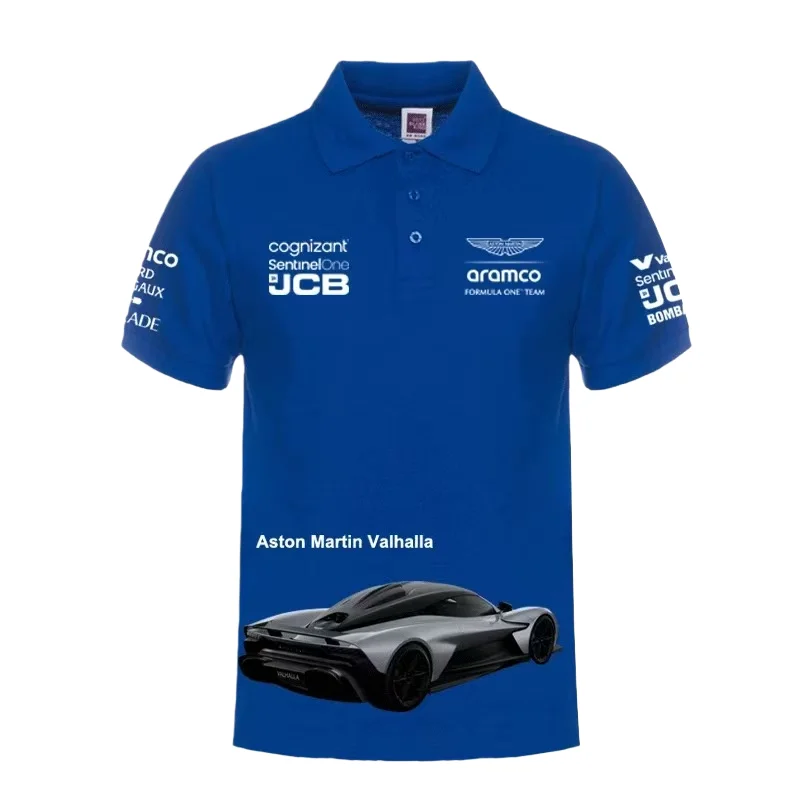 Фото Футболка-поло с короткими рукавами Aston Martin Team Stroll 18 Racing Theme для любителей гонок, спортивный повседневный топ №2