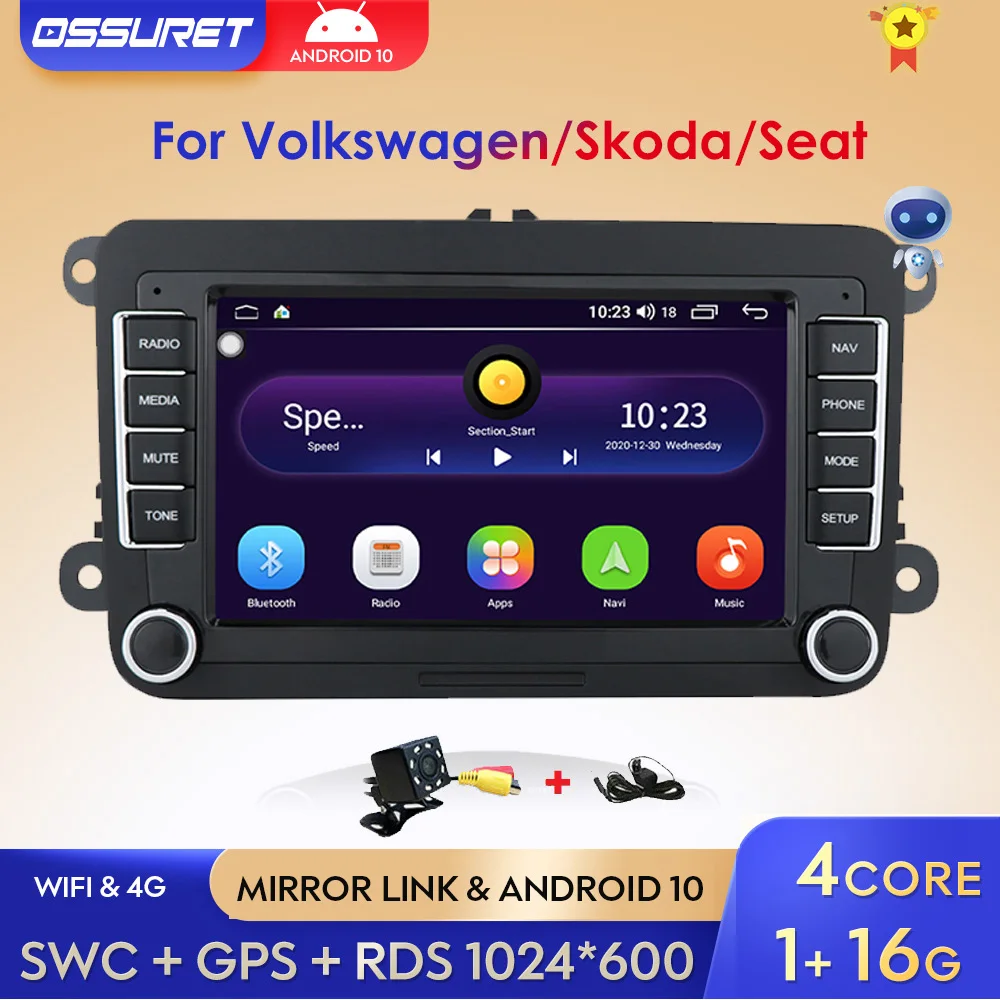 

2 Din Android Car Radio GPS 4G WiFi DSP Carplay For VW / Volkswagen Skoda Octavia golf 5 6 touran passat B6 polo Jetta