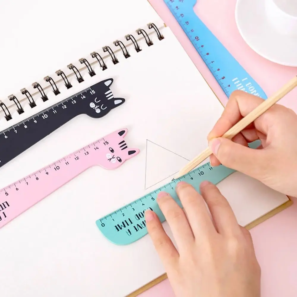 

Cute Office Tool Drafting Supplies Measuring Tool Cartoon Ruler Straight Ruler Wooden Ruler Animal Cat Shape