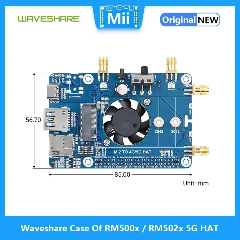 Чехол Waveshare для RM500x/RM502x 5G HAT четырехдиапазонных антенн Raspberry Pi LTE-A