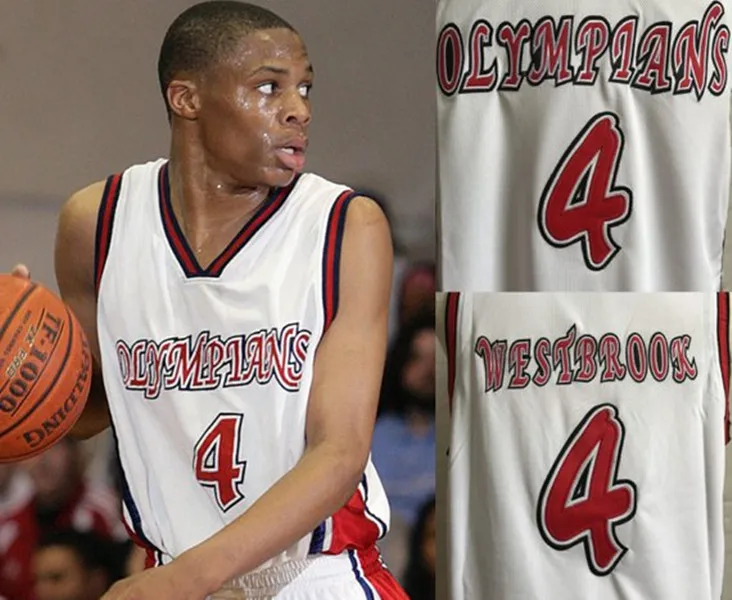 

4 Russell Westbrook Leuzinger High School Olympians Basketball Jersey Throwback Stitched Custom any Number and name Jerseys