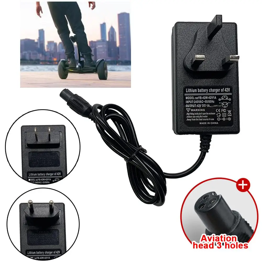 

Power Adapter Electric Scooters Charger Univeral With Indicator Light DC 42V 1A UK/EU/US Plug For 6.5/8/10inches Smart Scooters