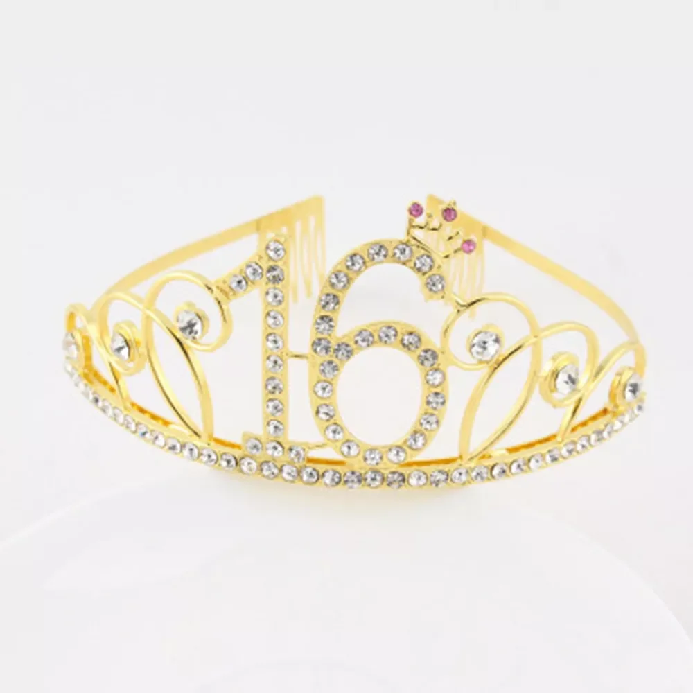 

16 18 21th Birthday Princess Tiara Crown Headband Bridal Hair Band Hair Accessories Headdress Wedding for Women Anniversary