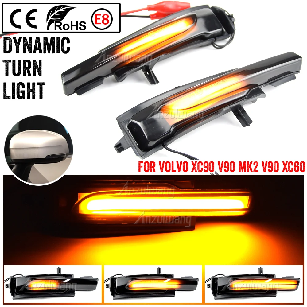 

LED Dynamic Turn Signal Light For Volvo XC90 XC60 V90 S90 2017 2018 2019 2020 2021 Side Mirror Sequential Blinker Indicator Lamp