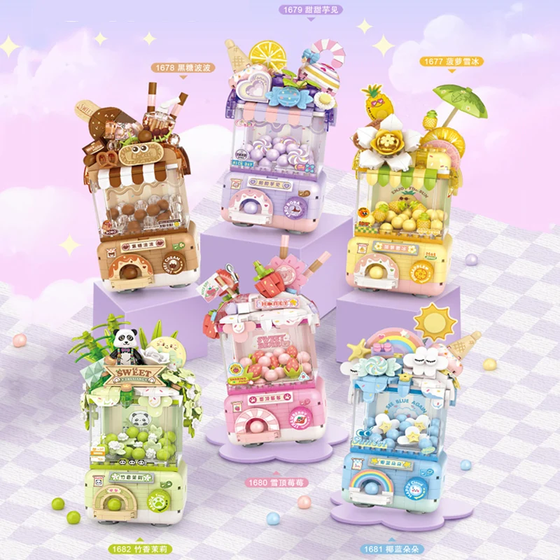 LOZ Mini-City Street Food Truck Магазин Мороженого Фруктовая Десертная Станция Строительные