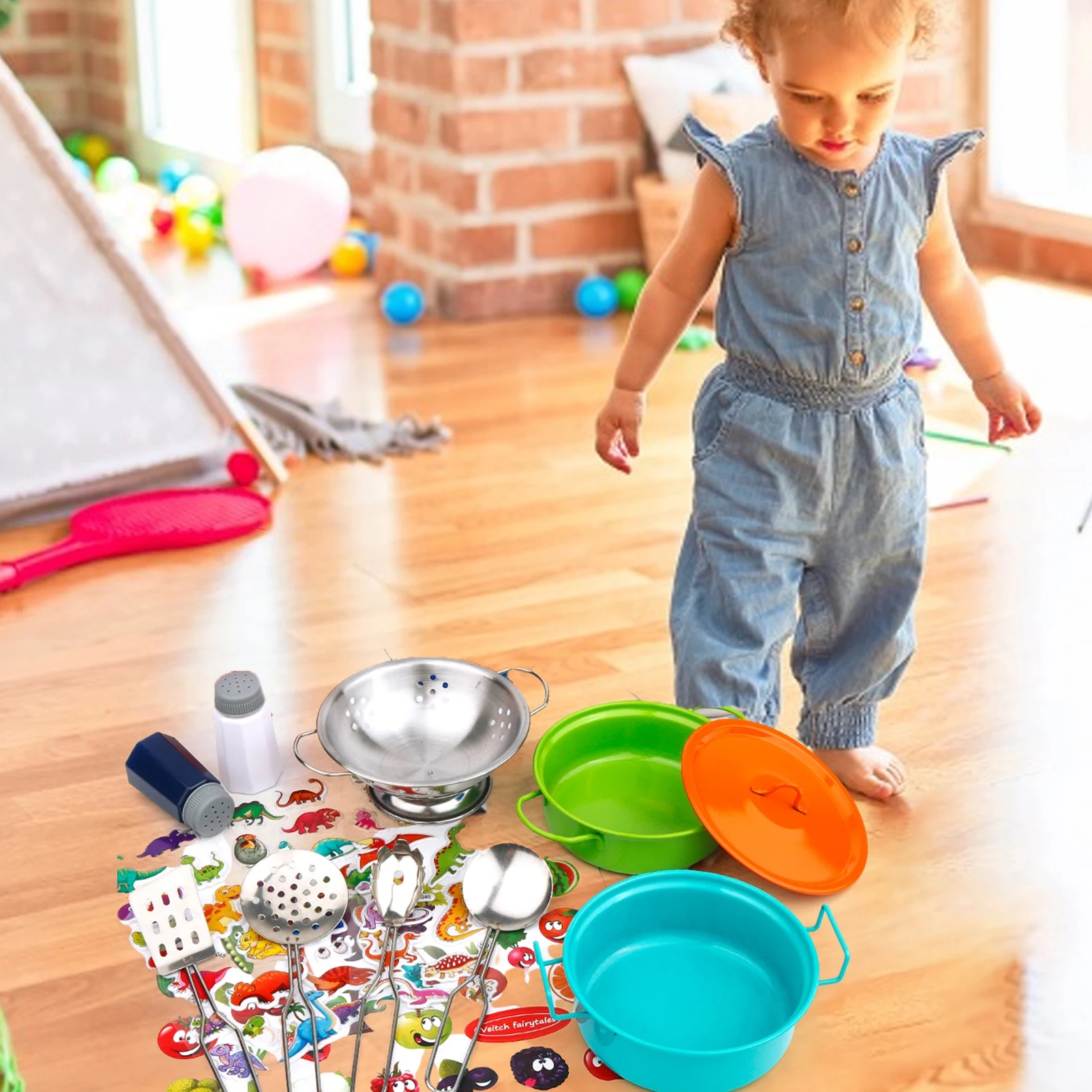 

17Pcs Play Kitchen Accessories Play Pots And Pans Sets For Kids Cooking Utensils Include Stainless Steel Cookware Pots And Pans