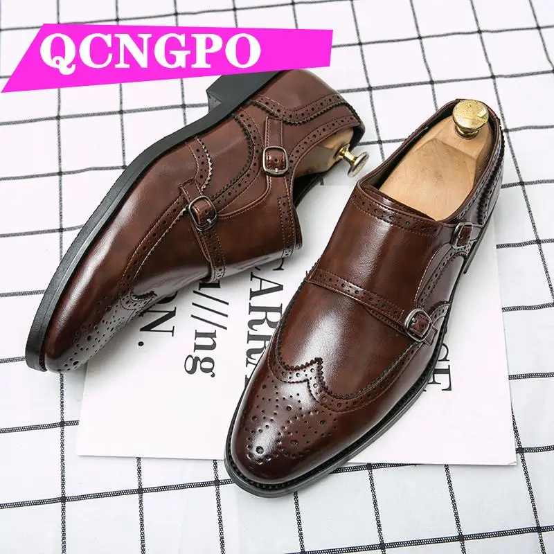 

Туфли Monk shoes, деловые туфли, Классическая обувь, мужские деловые туфли на шнуровке, свадебные туфли, офисные туфли из коровьей кожи, водонепр...