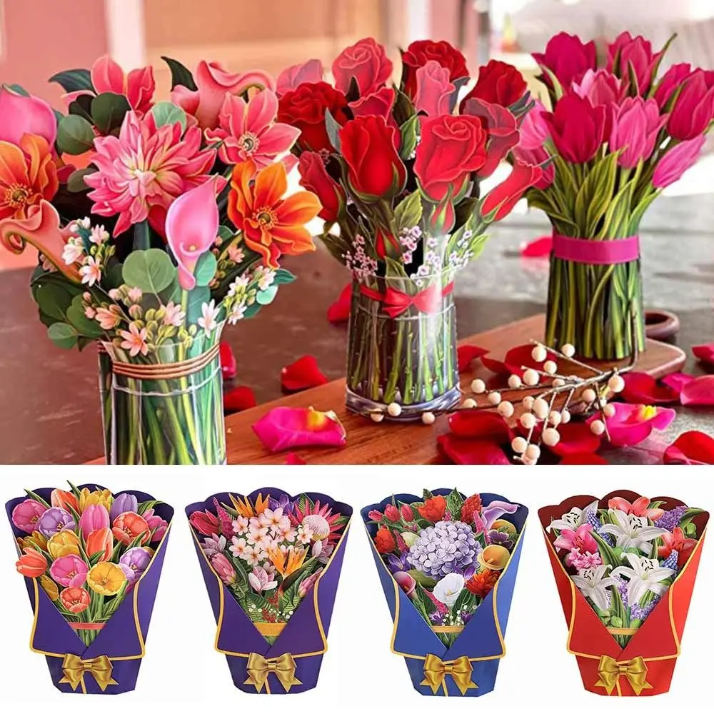 

Day Tropical Bloom for Birthday Anniversary Paper Flowers 3D Pops-up Bouquet Rose/Lily/Sunflower/Tulip Daisy/Carnation