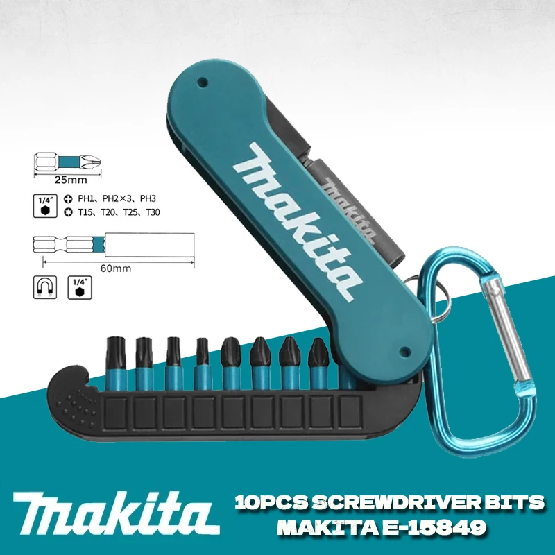 Набор бит для отвертки Makita E-15849 набор из 10 шестигранных крестовых насадок PH1 PH2 PH3