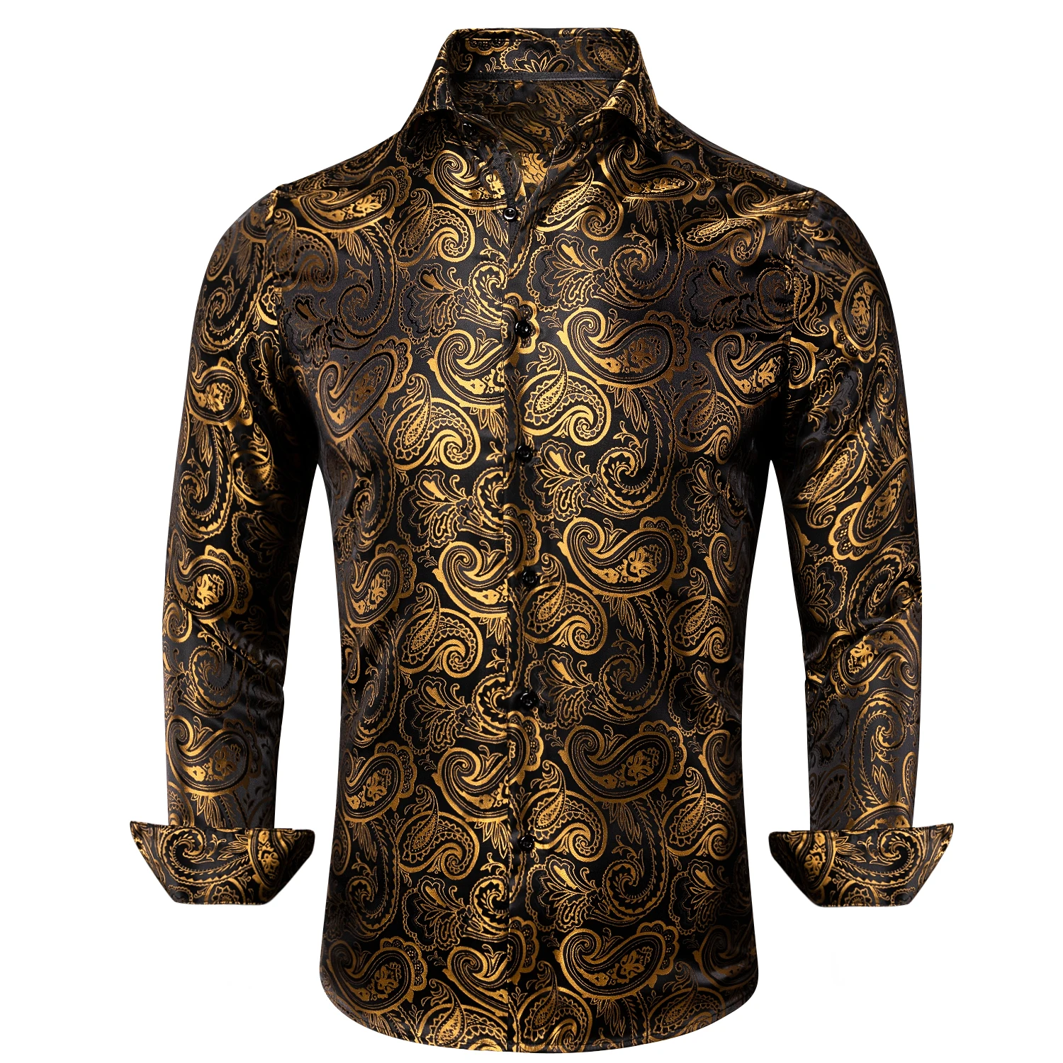 Hi-Tie Silk Mens Shirts Summer Beach 26 Colors Jacquard Slim Shirt Long Sleeve Casual Blouse Outerwear S to 3XL Red Blue Purple