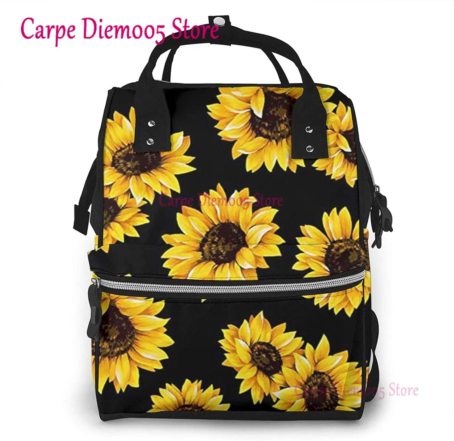 

Sunflower Printed Mummy Backpack Diaper Bag Multi-Function Maternity Nappy Bags, Kid Bag with Laptop Pocket,Stroller Straps