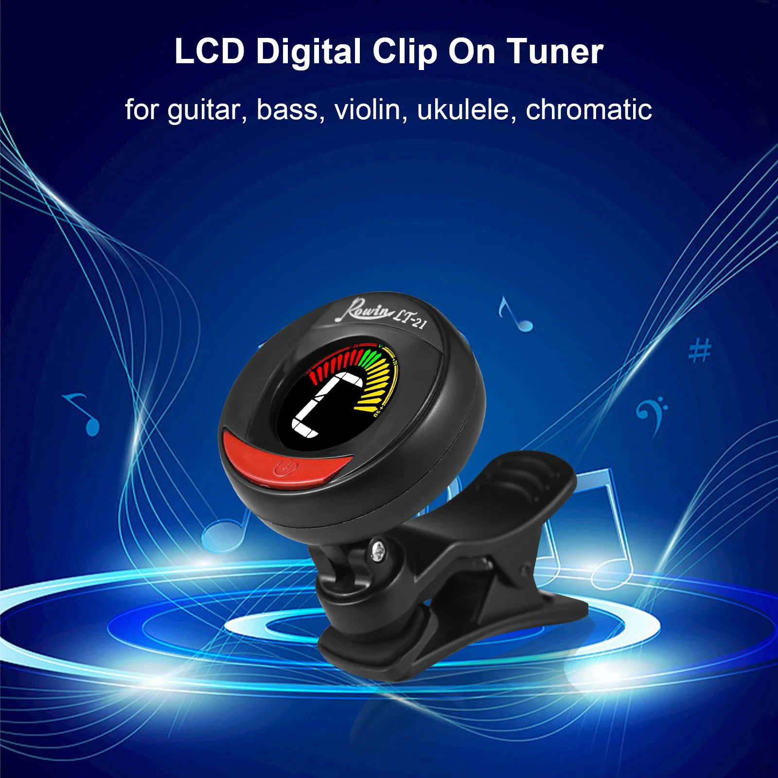 

Rowin LT-21 Mini Clip Digital Tuner Dual Color Backlight LCD Clip On Tuner for Guitar Bass Violin Ukulele Chromatic