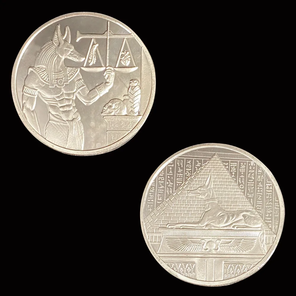 1 шт. Посеребренная копия монеты египетского бога смерти Анубис памятные с рамкой
