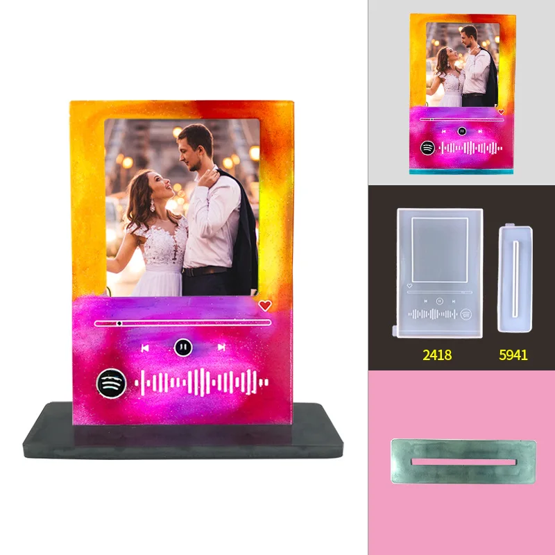 

Player Photo Frame Mold DIY Square Photo Frame Ornament Stand Set Desktop Decoration Photo Frame Silicone Mold