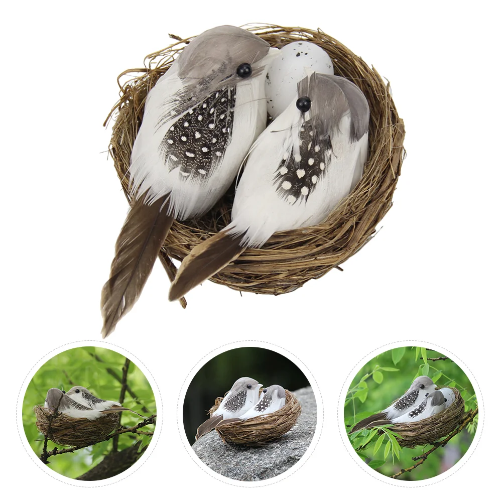 

Birdbirds Easter Eggs Artificial Twig Decoregg Simulation Breeding House Rattan Statues Tiny Natural Ornamentfakesimulated