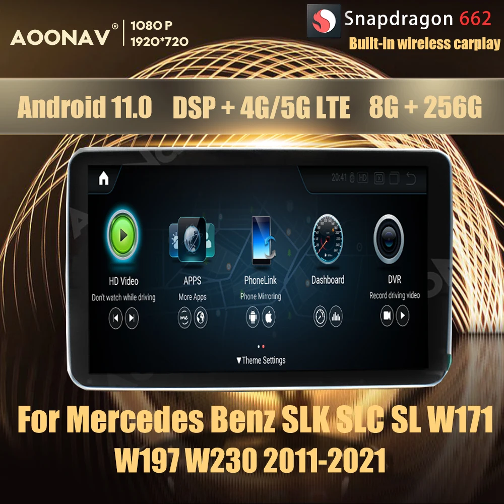 

8+256GB Android 11.0 Snapdragon 662 car radio GPS For Mercedes Benz SLK SLC SL W171 W197 W230 2011-2021 multimedia player