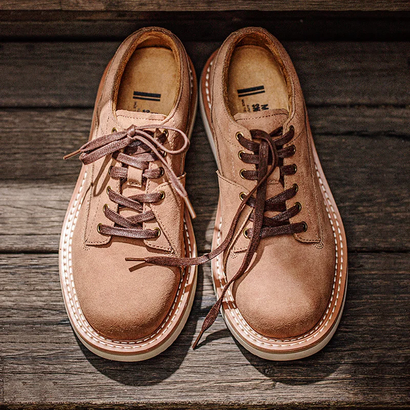 

Maden British Style Low Top Cargo Shoes for Men Outdoor Work Retro Suede Leather Shoes